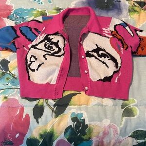 Colorful Graphic Knit Cardigan